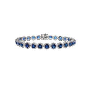 Blue Saphire & Diamond Bracelet
(Cubic Zirconia & Fine Silver Plated)